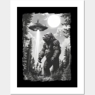 Bigfoot ufo abduction Posters and Art